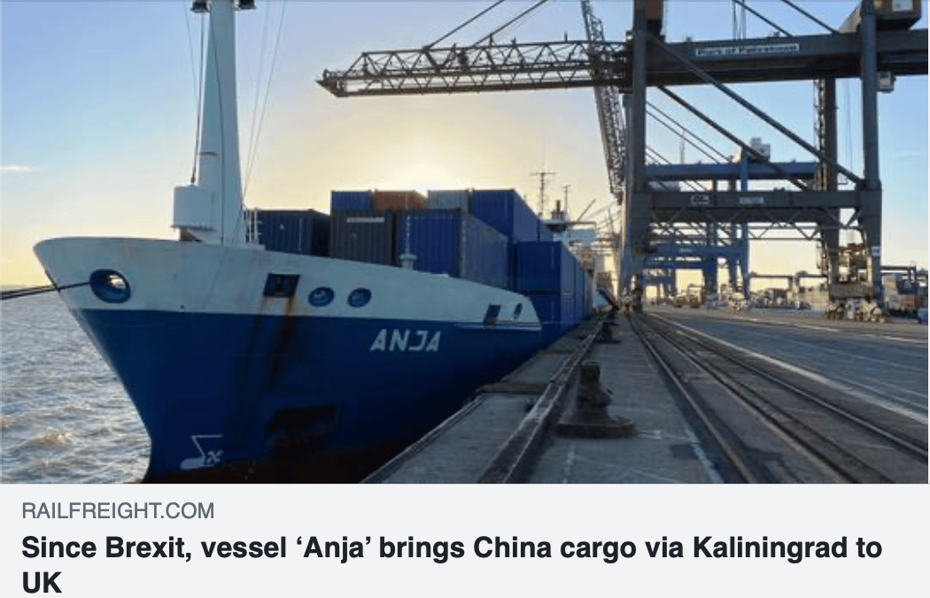 Since Brexit, vessel ‘Anja’ brings China cargo via Kaliningrad to UK