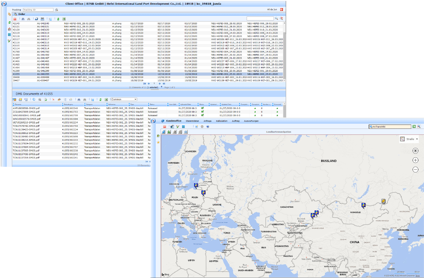 two cut our screens showing core functionality of mytransoffice