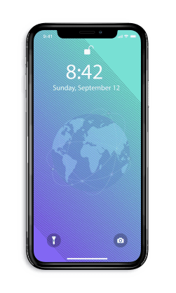Iphone home screen with globe as background image